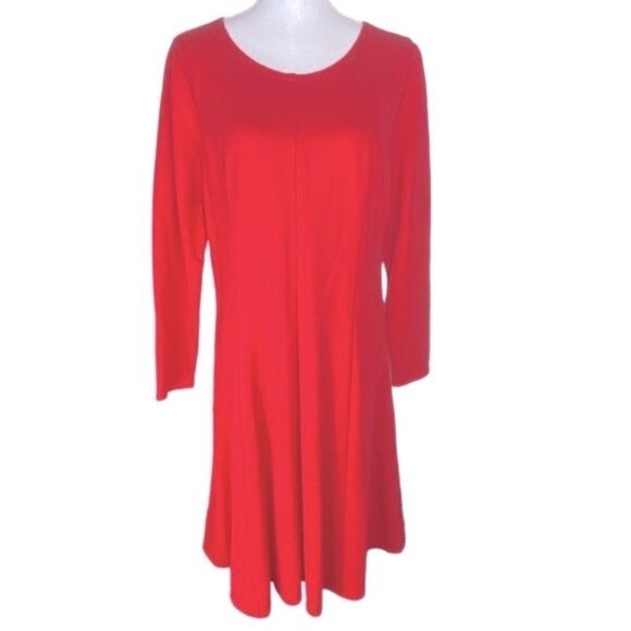 Draper James Wm’s Sz Lrg Red Fit & Flare Ponte Knit Classic Dress NWT - Picture 1 of 6